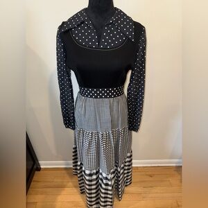 Vintage Black and White Polka Dot Maxi Dress